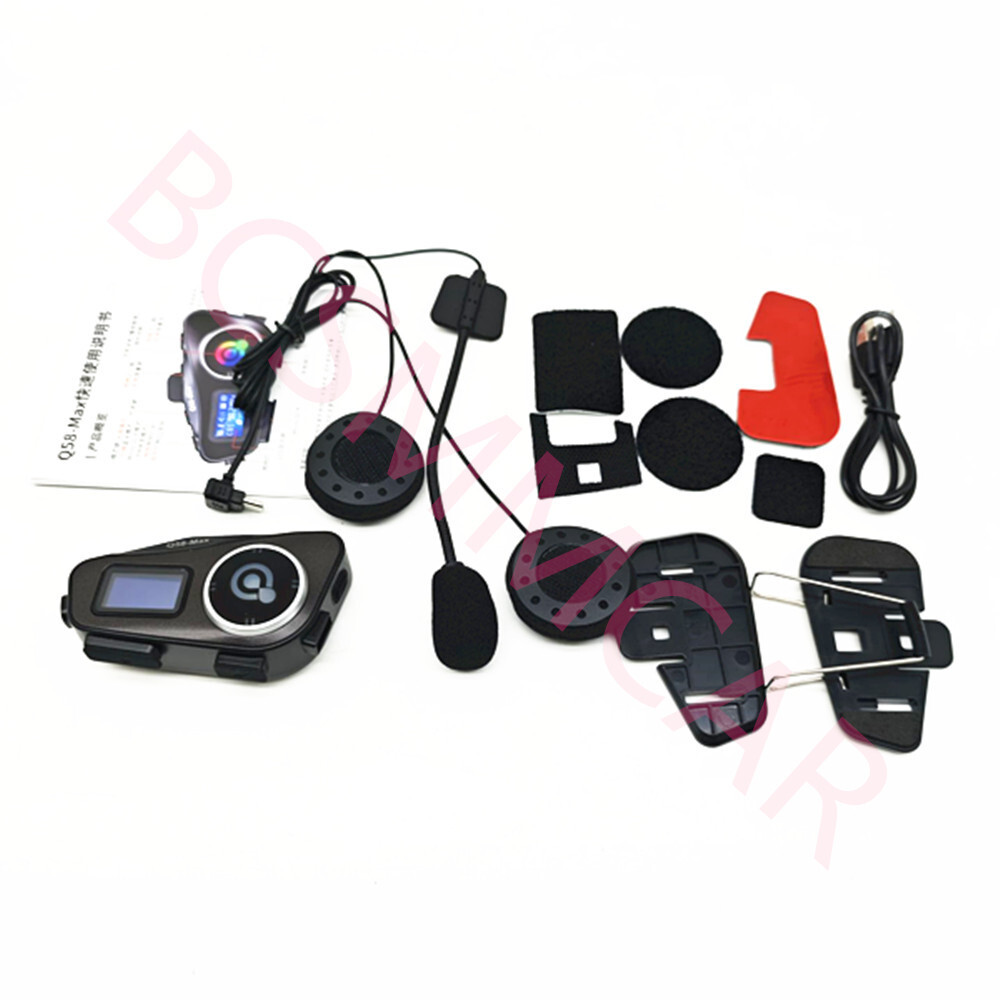 Intercom Helmet Bluetooth Headset LCD Display Screen Riders Music For Motorcycle