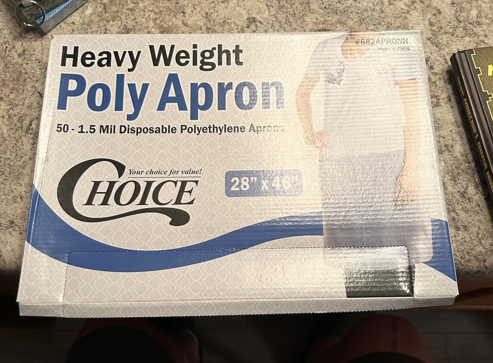 Disposable Poly Aprons 50 Count 28"X46", White, Heavy Weight [APRON4X]