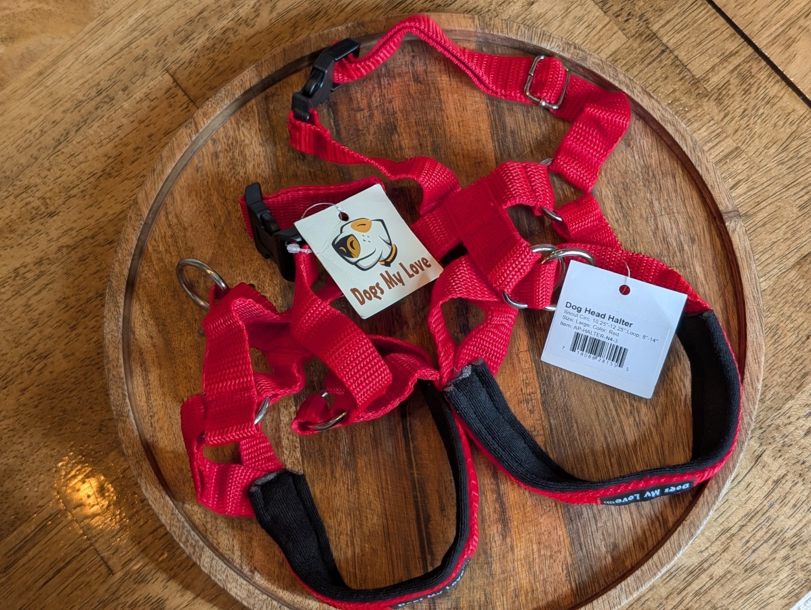 Set of 2 Dog Head Collar Halter Red 6 Sizes (L: 10.25"-12.25" Snout)