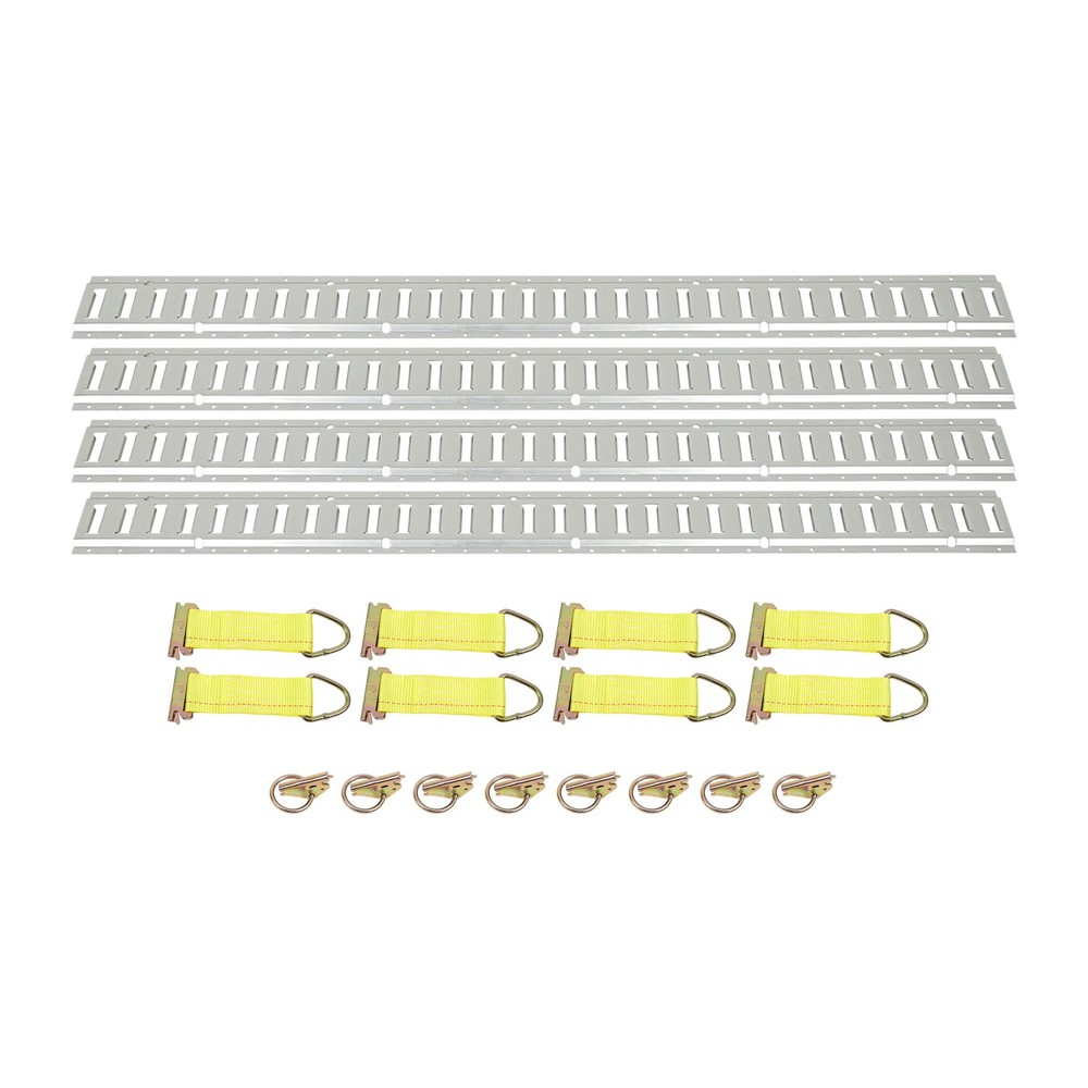 Labwork 4PC Galvanized Horizontal 5' E Track Rails 8PC O Rings 8PC Rope Tie Offs