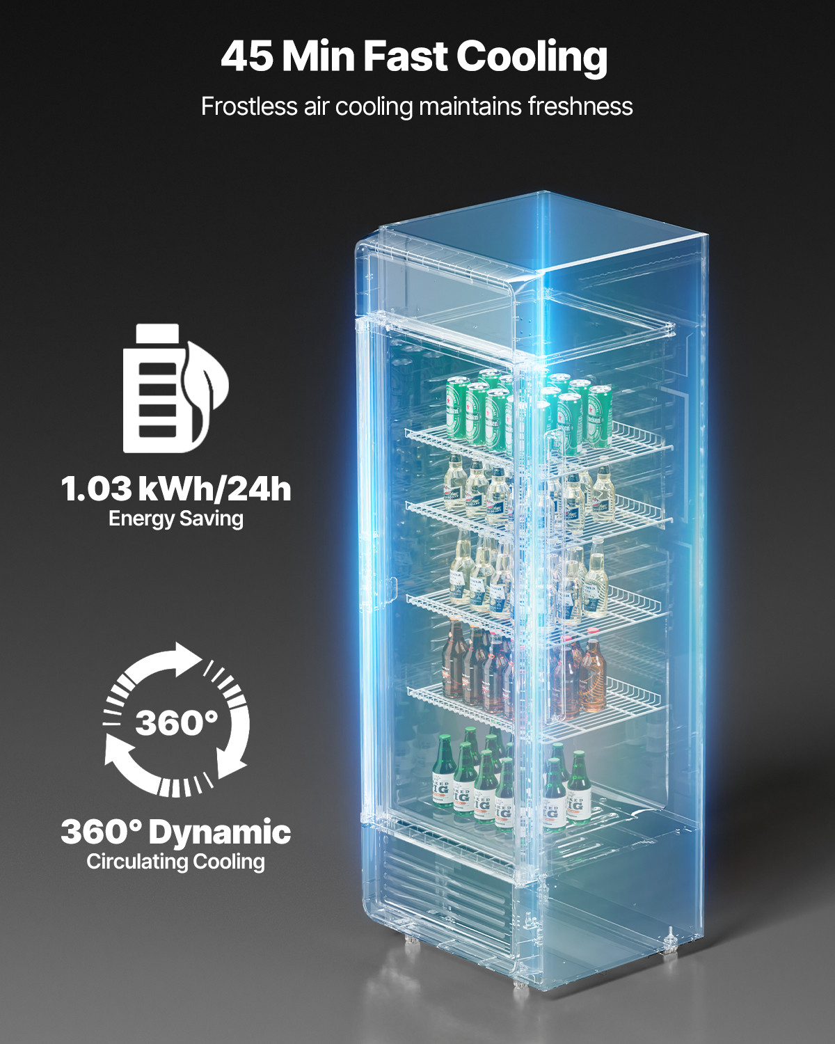 VEVOR Commercial Merchandiser Refrigerator 6.9 CU.FT Glass Door Beverage
