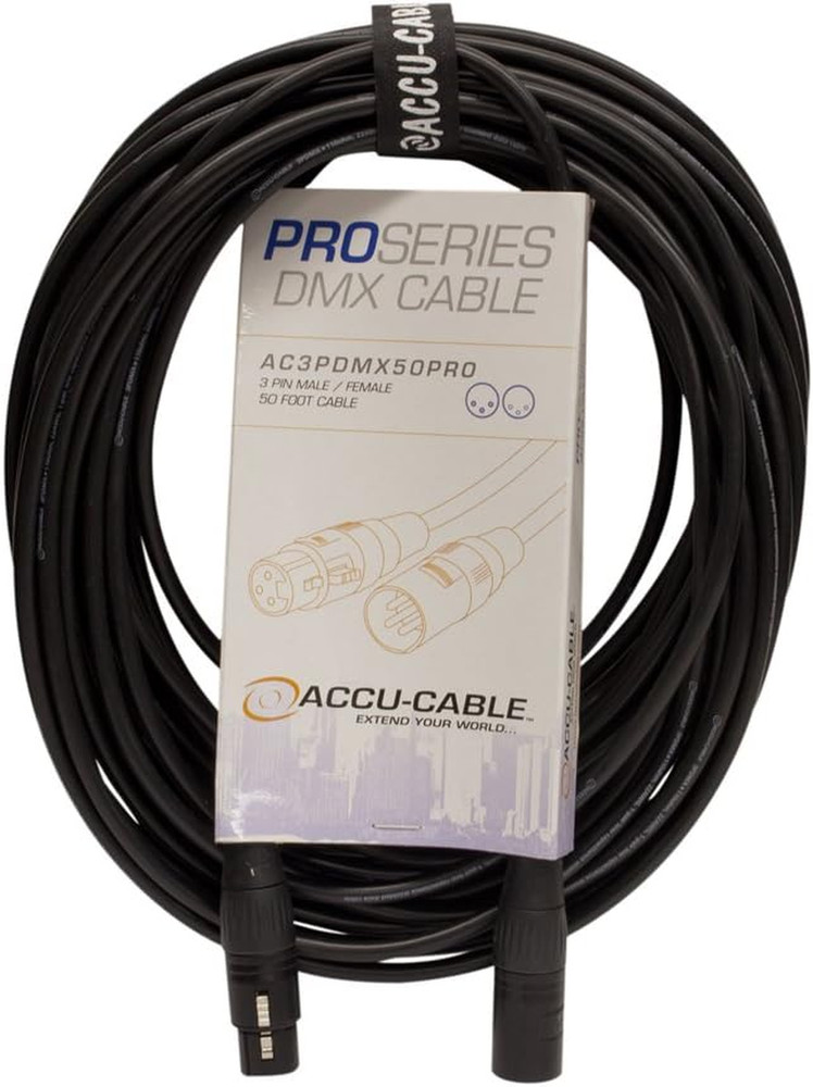 AC3PDMX50PRO 3-Pin DMX Cable, 50', Black