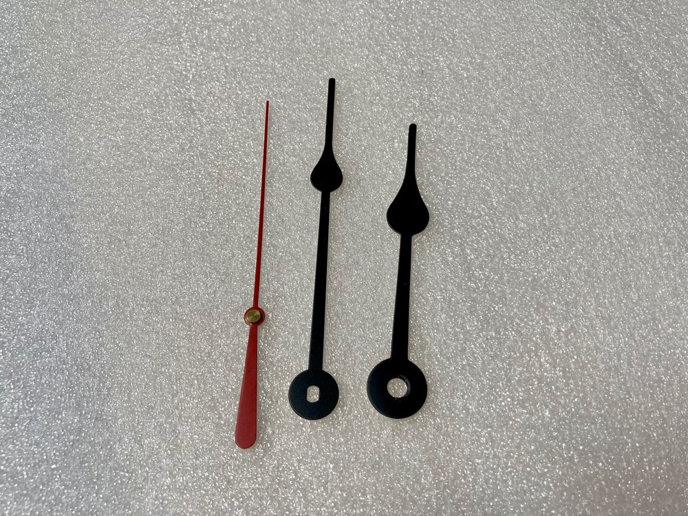 Clock Spade Hands for Quartz Battery Movements + Second Hand fits 7-8" Dial