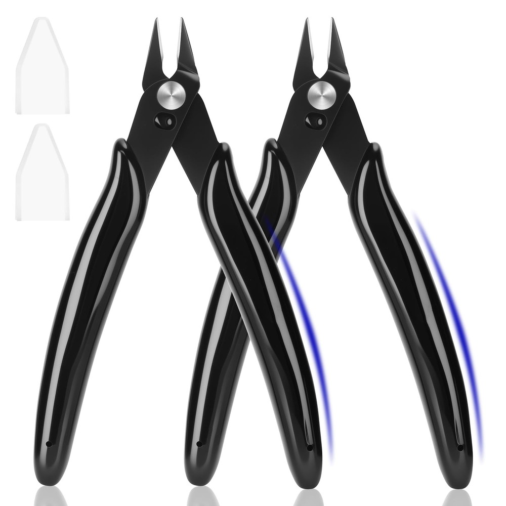 EamPrsk 5 Inch Flush Cutters, 2 Pack Micro Wire Cutters, Sharp Zip Tie Cutter...