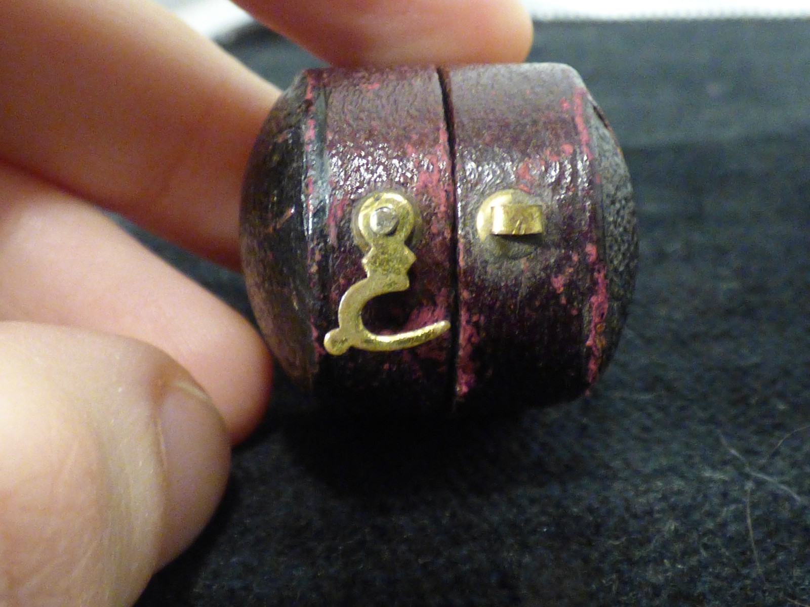 Antique Silver Thimble in Leather Case 1800s ? 10 CH Charles Horner