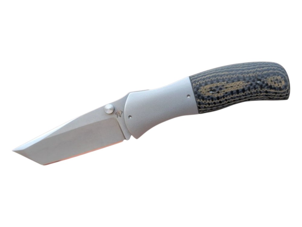Aaron Frederick Full Custom Tanto Framelock Folding Knife.