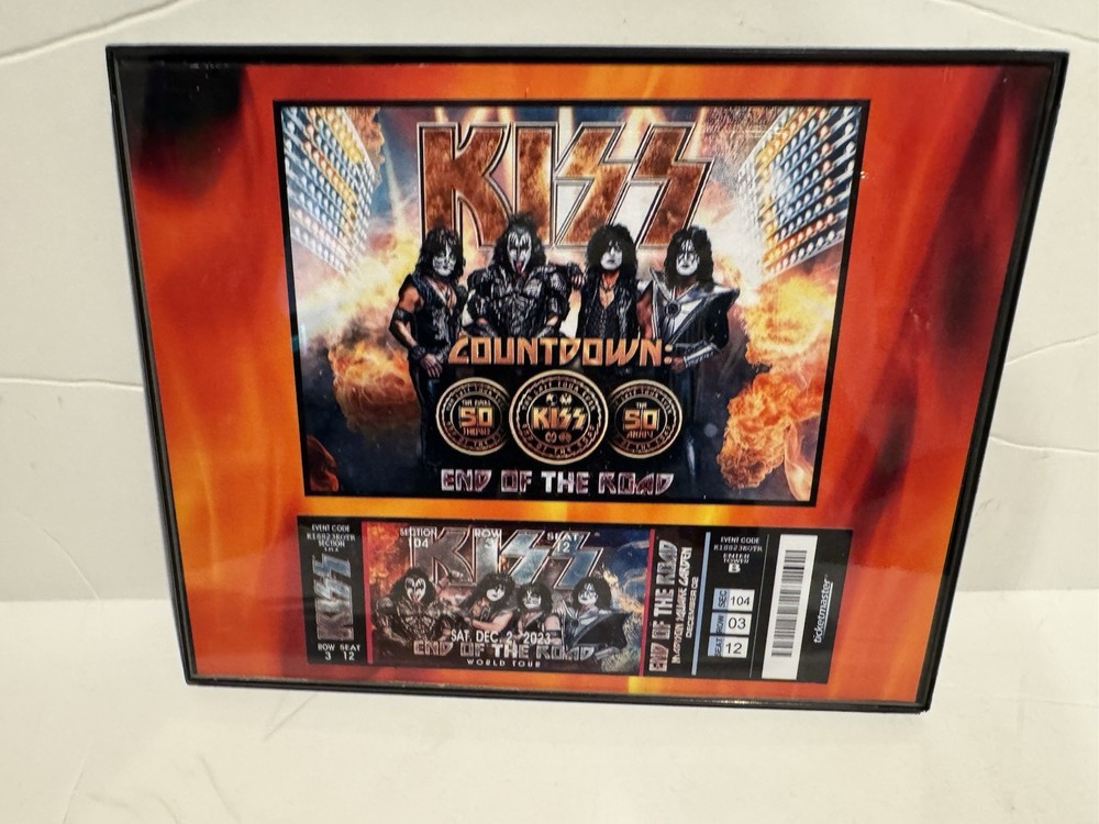 8x10 Glass Framed KISS Last Show Ever Commemorative Ticket ￼