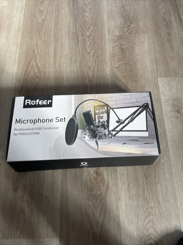 Rofeer Microphone Set Professional USB Condenser Open Box Never Used Complete