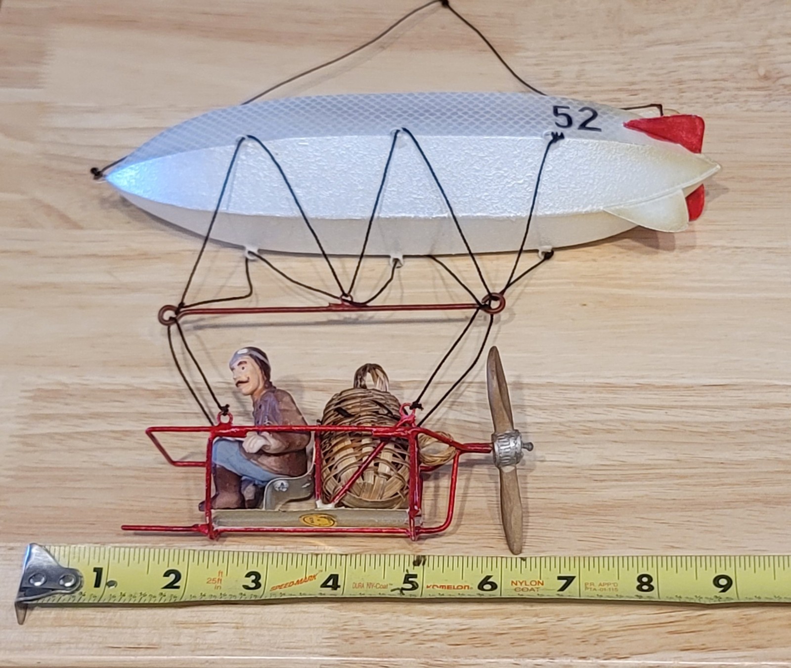 9.5" Steampunk Zeppelin, Airship Blimp Hanging Mobile Pilot Map Basket Propeller