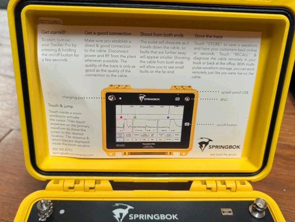 Springbok Tracker Pro Time Domain Reflectometer Cable Fault Locator