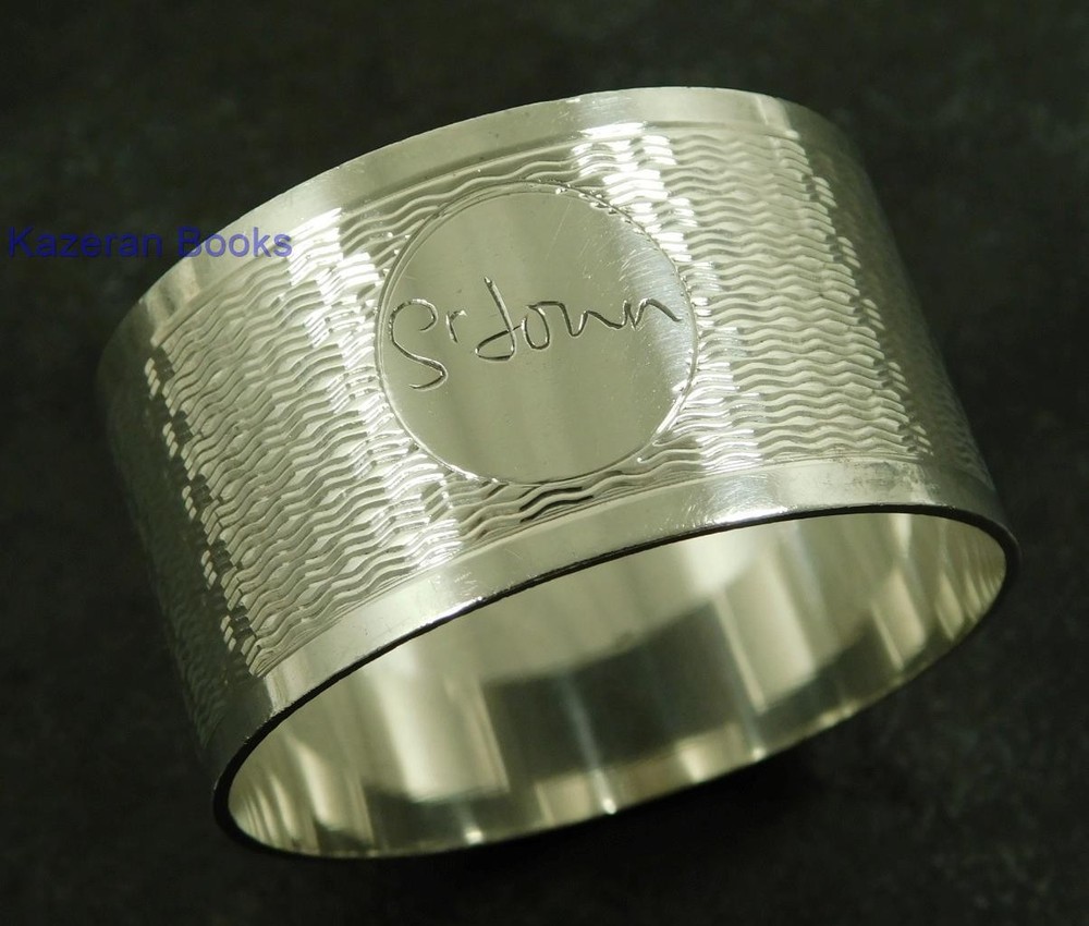 Vintage Solid Sterling Silver Napkin Ring 1971 By J Gloster Ltd 'Sr John'