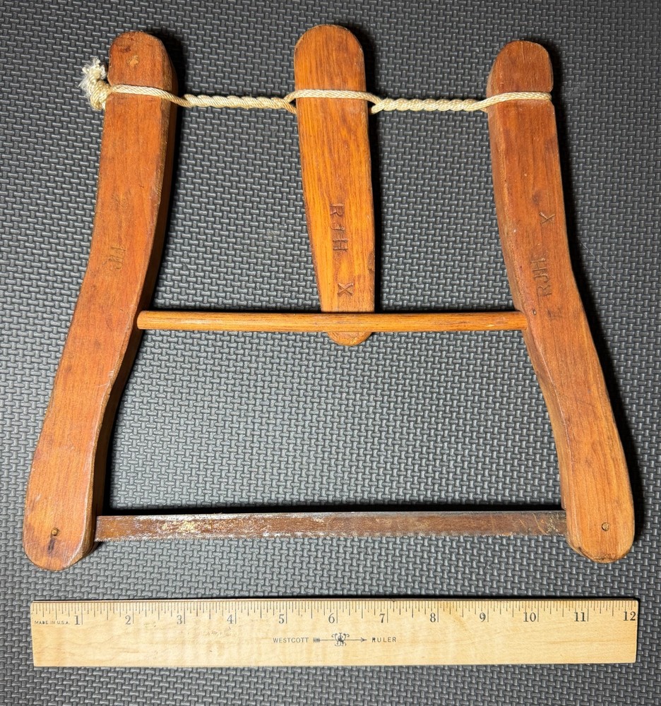 Vintage Hand Made Primitive Mahogany Bow Saw