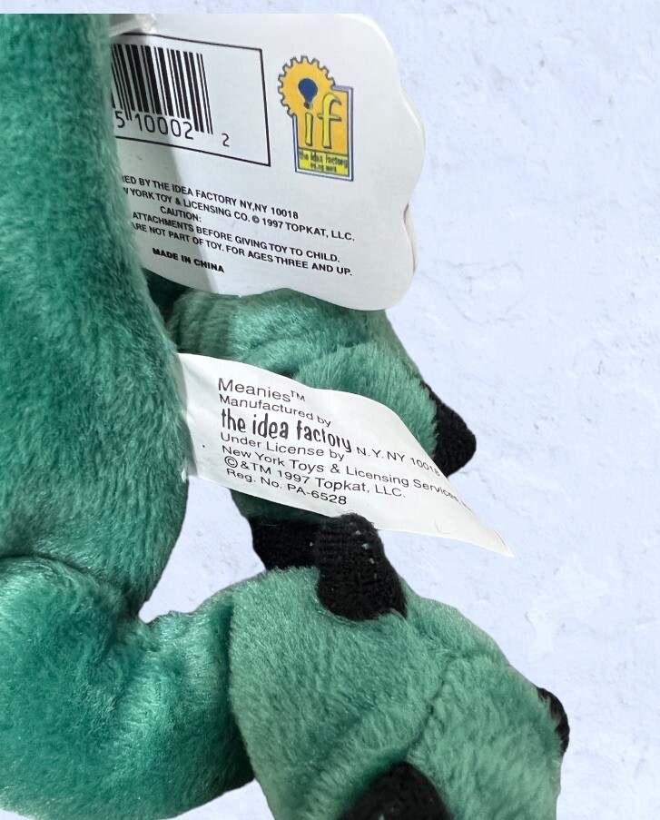 Vintage Meanies Series 1 Boris the Mucousaurus Plush Beanie New w/ Tag