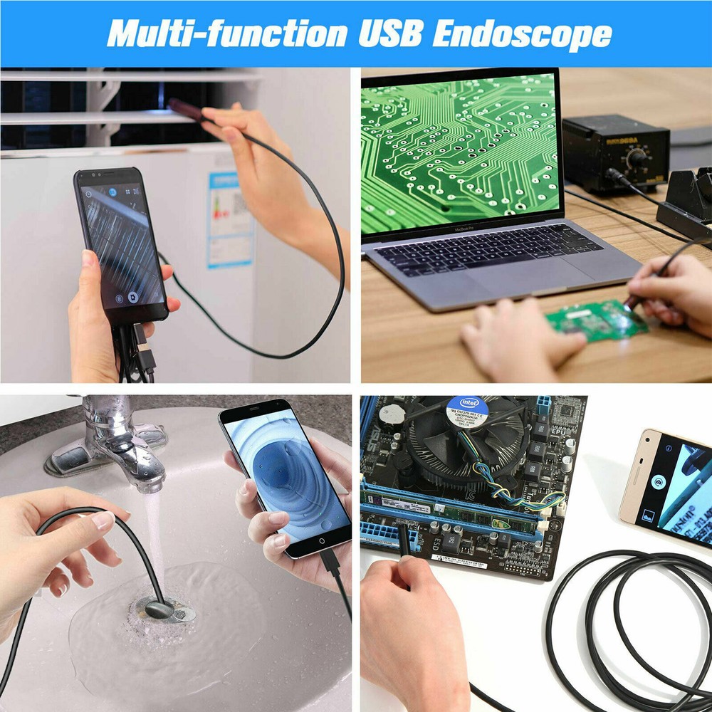 5M Snake Endoscope Borescope 7mm Inspection Camera Scope For Phone USB Type-C