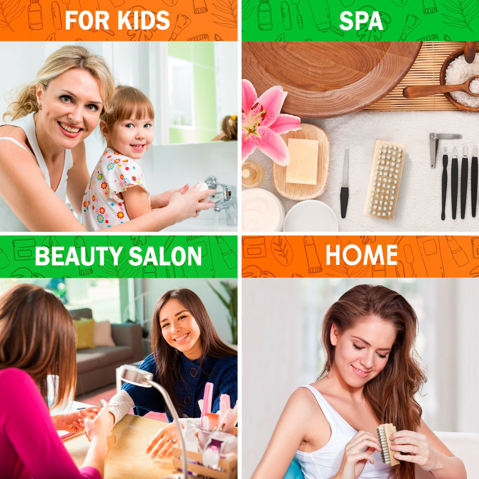 Konex Non-Slip Wooden Two-sided Hand and Nail Cleaning Brush