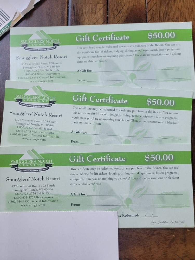 smugglers notch gift card