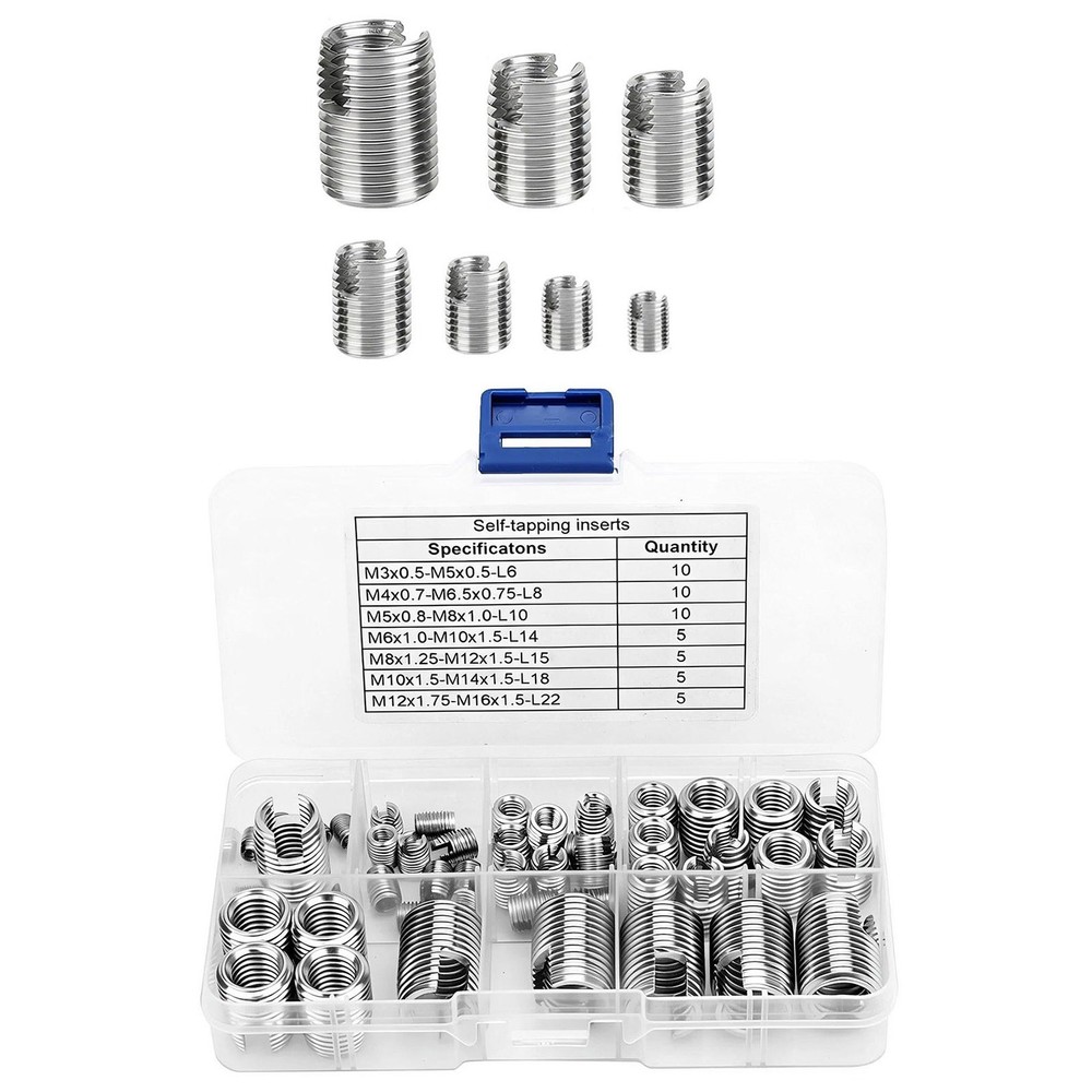 50x Metric Thread Inserts M3-M16 Stainless Steel Self-Tapping For Workshop Use
