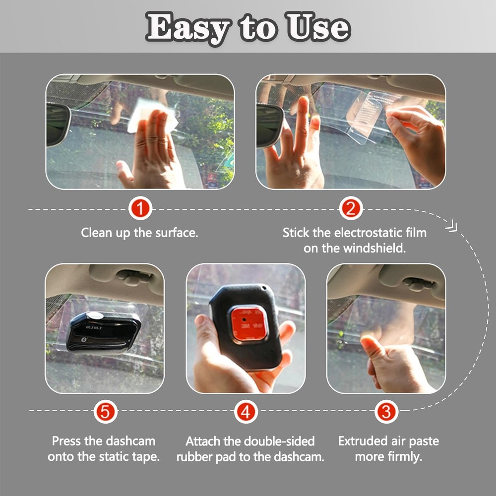 Electrostatic Film for Dash Cam, Sticker Shield Windshields Red