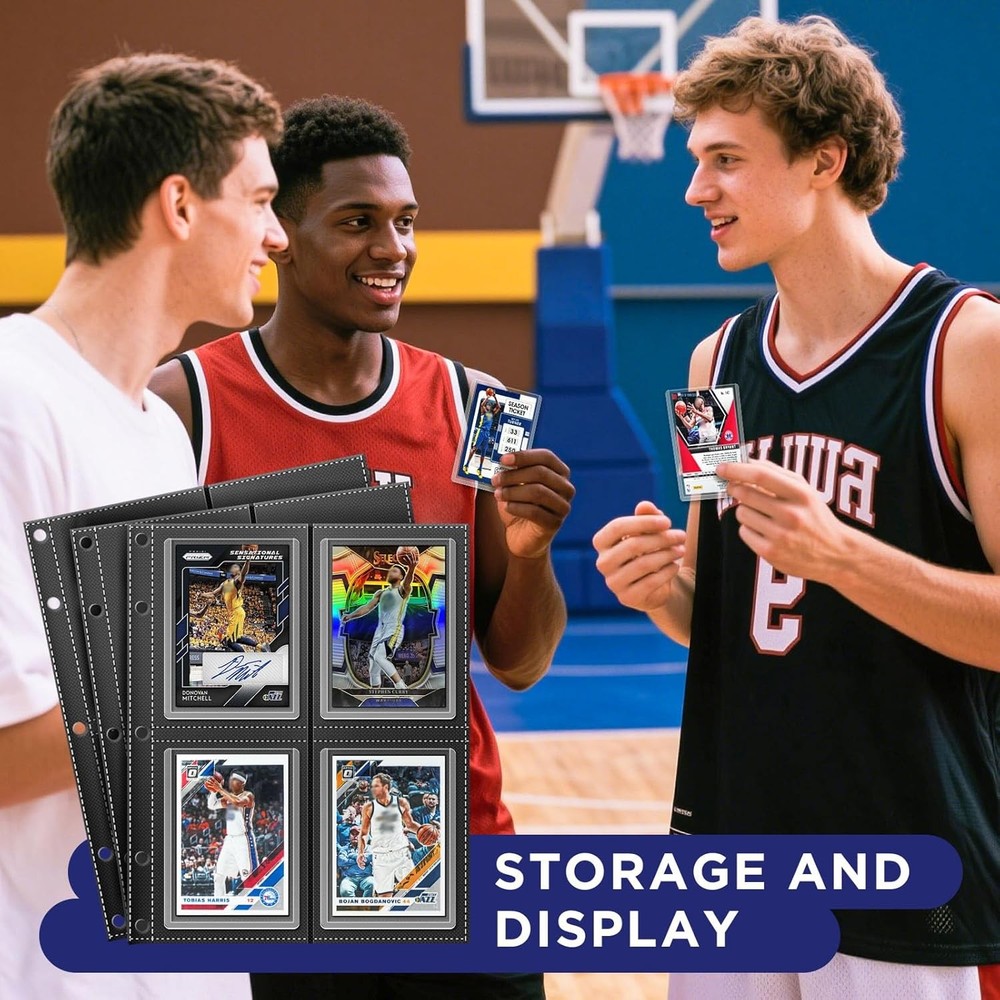 Top Loader Sleeves 4-Pocket Trading Card Storage Refill Binder Pages – 25 Pack