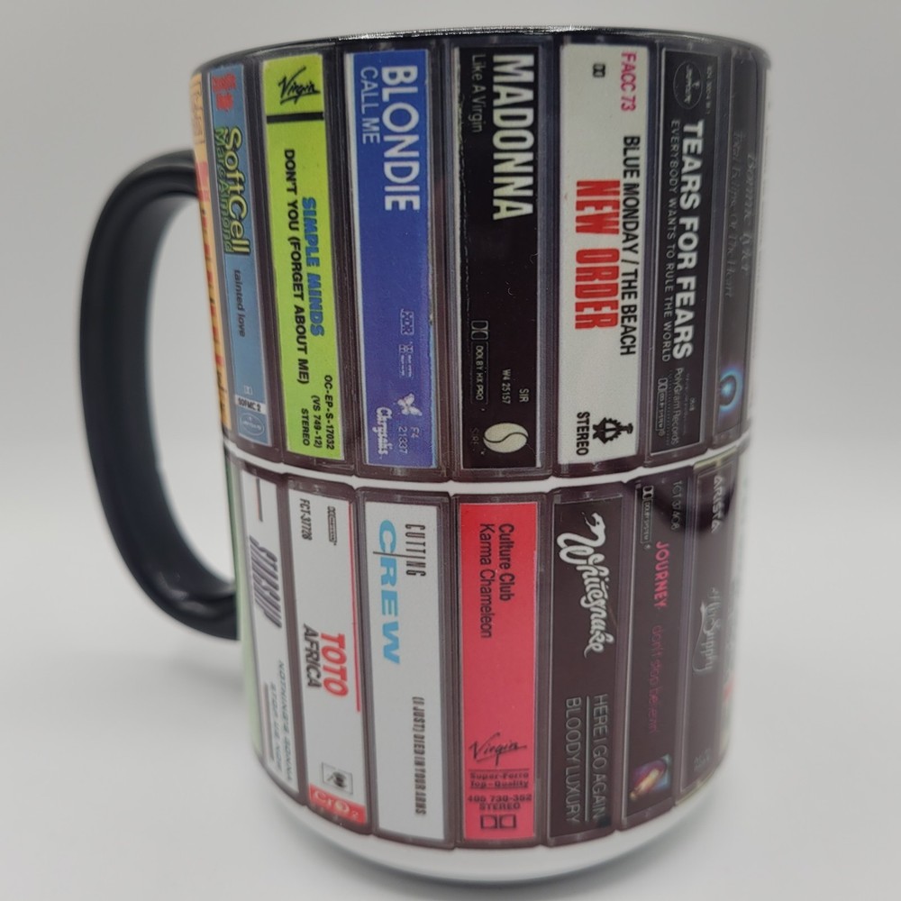 80's Various Artists Retro Albums Collection 15oz Accent Mug NEW