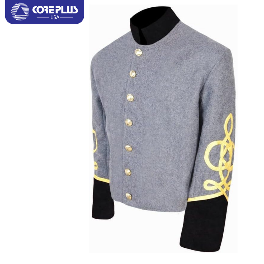Civil War General's Wool Shell Jacket - 4 Gold Braid, Single Front Design