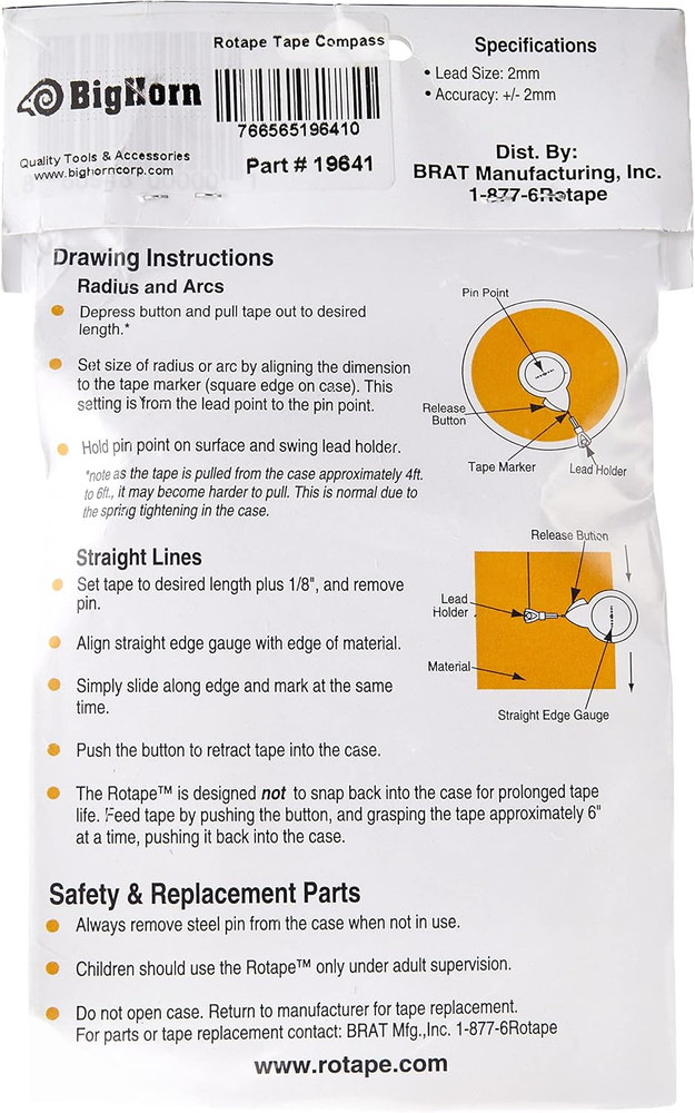 19641 Rotape Beam Compass, Gray/Black
