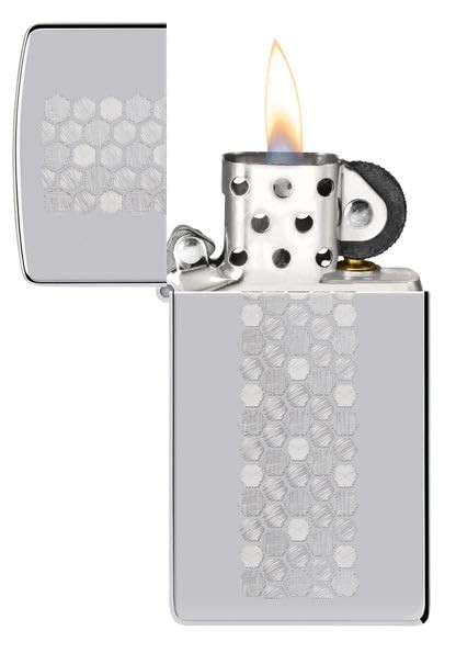 Zippo Lighter - Customized Engraved Message Honeycomb Pattern Design 46270