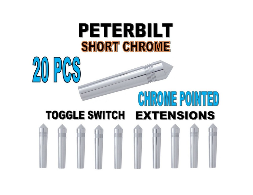 Peterbilt Short Chrome Toggle Switch Extensions - Pointed set of 20