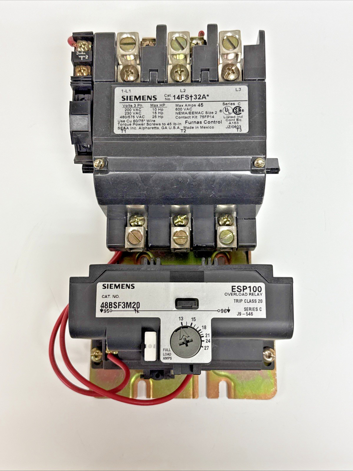 Siemens 14FSF32AA Size 2 Magnetic Starter 3P 3Ph ESP100 Overload 13–27A