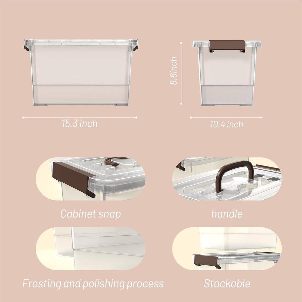 3-Pack 17-Quart Clear Plastic Storage Bins with Snap-Tight Lids, Stackable