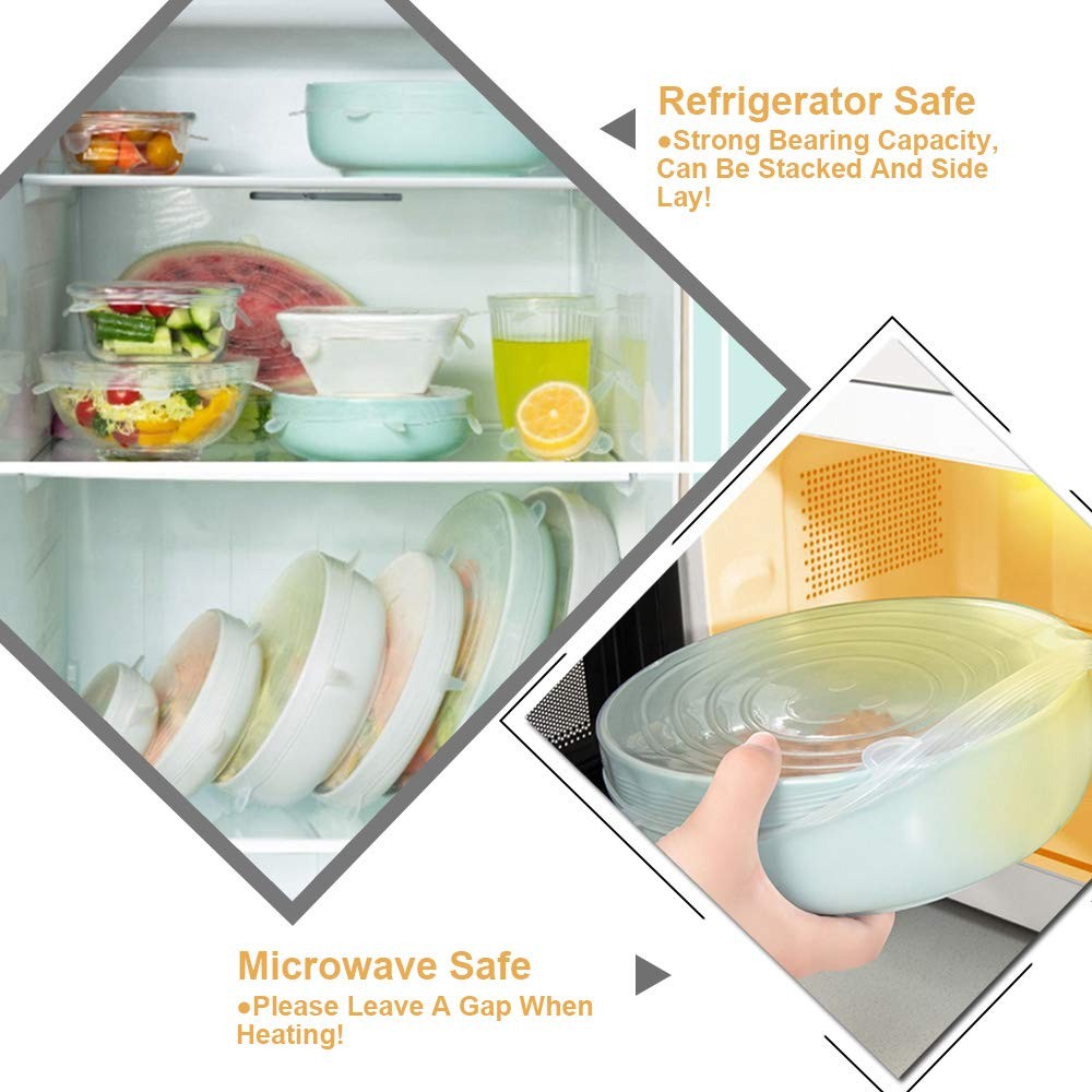 4 Pack Same Size Silicone Stretch Lids, Thicker Reusable Sturdy Silicone Cont...