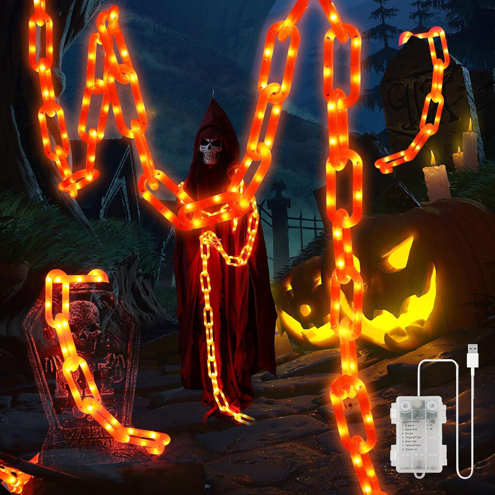 Halloween Decorations Chain Lights,10.4 Ft 175 LED Plastic Chain String Lights B