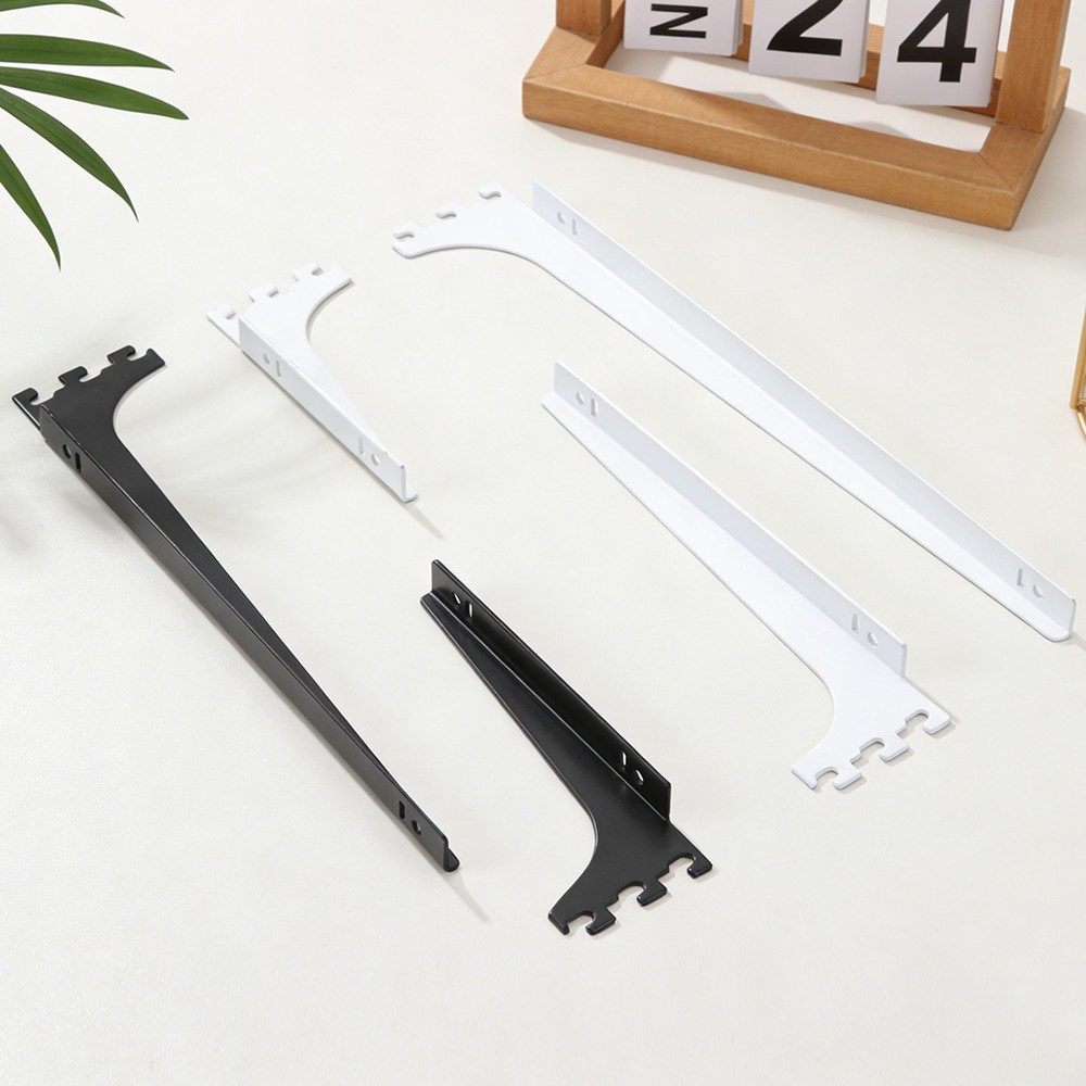 2Pcs Adjustable Shelf Brackets, 6.3" 2.3mm Upright Bracket Shelf Bracket, White