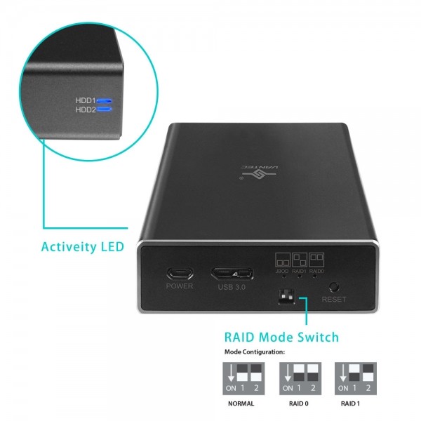 Vantec NexStar® GX USB 3.0 Dual 2.5” SATA SSD/HDD RAID Enclosure