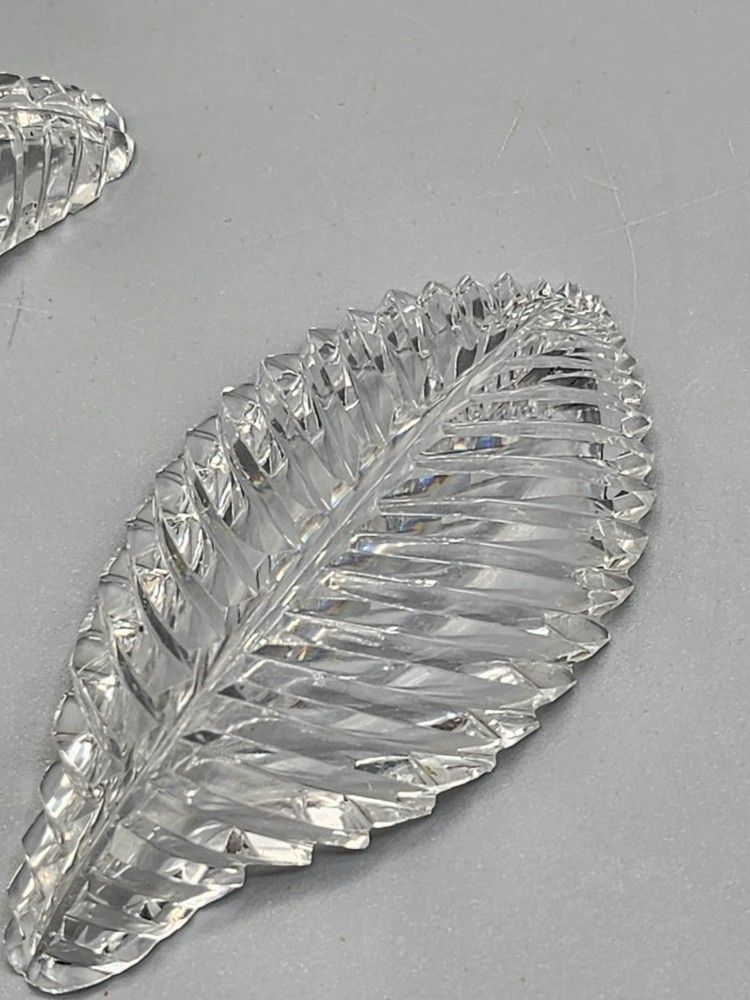 Set Of 2 Crystal Leaf Salt Cellars. *READ *