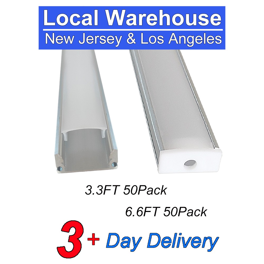 50 Pack 1M 2M Aluminum Channel Diffuser System Silver With Milky Cover U Shape