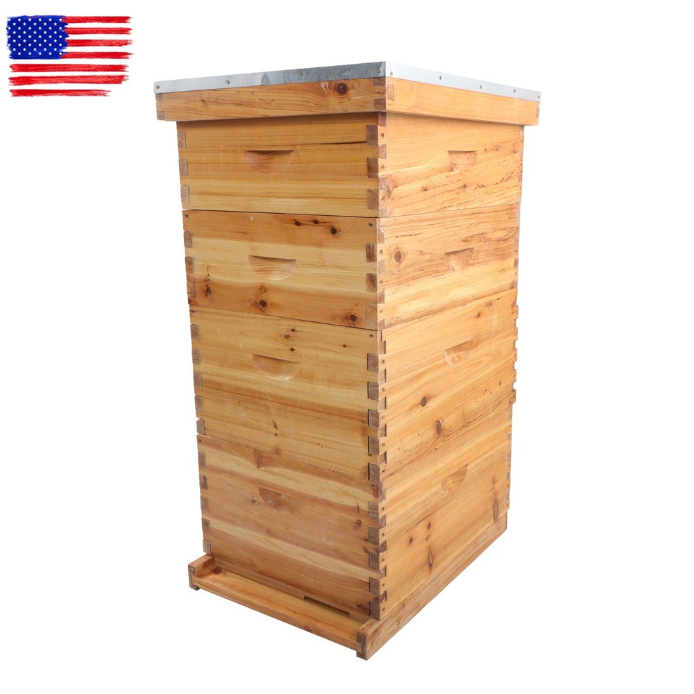 Bee Hive Beeswax Coated Includes Beehive Frames and Foundations 4 Layer 10-Frame