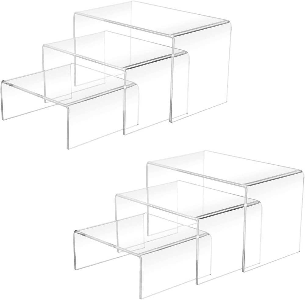 8-Piece Acrylic Display Risers Clear for Desserts Figures