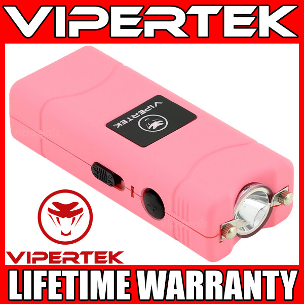 VIPERTEK Stun Gun Micro Mini PINK VTS-881 390 BV Rechargeable LED Flashlight