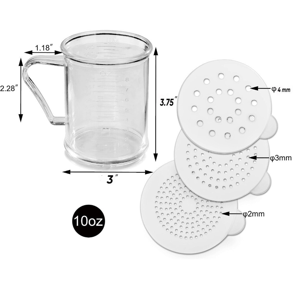 Plastic Shaker with 3 Snap-on Lid, Seasoning Sugar Spice Pepper Shaker, 10 OZ