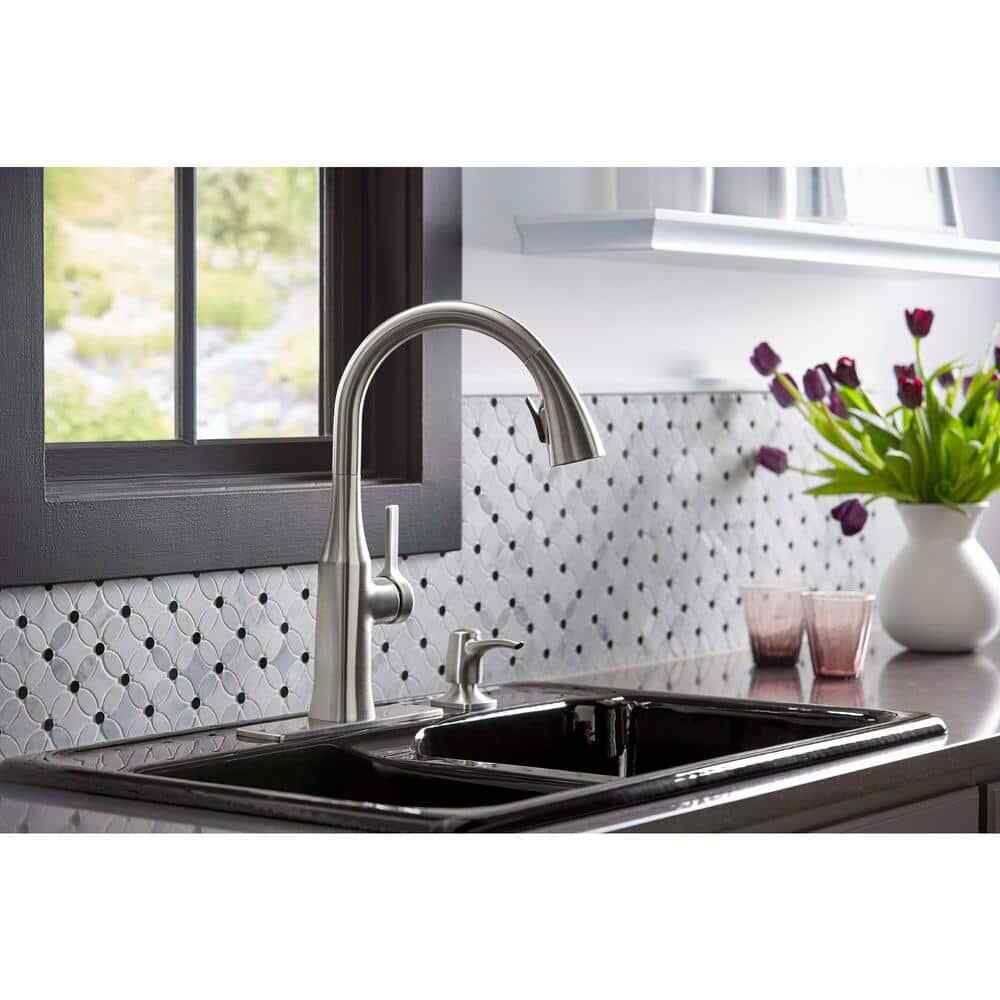 KOHLER Rubicon Single-Handle Pull-Down Sprayer Kitchen Faucet, Vibrant Stainless