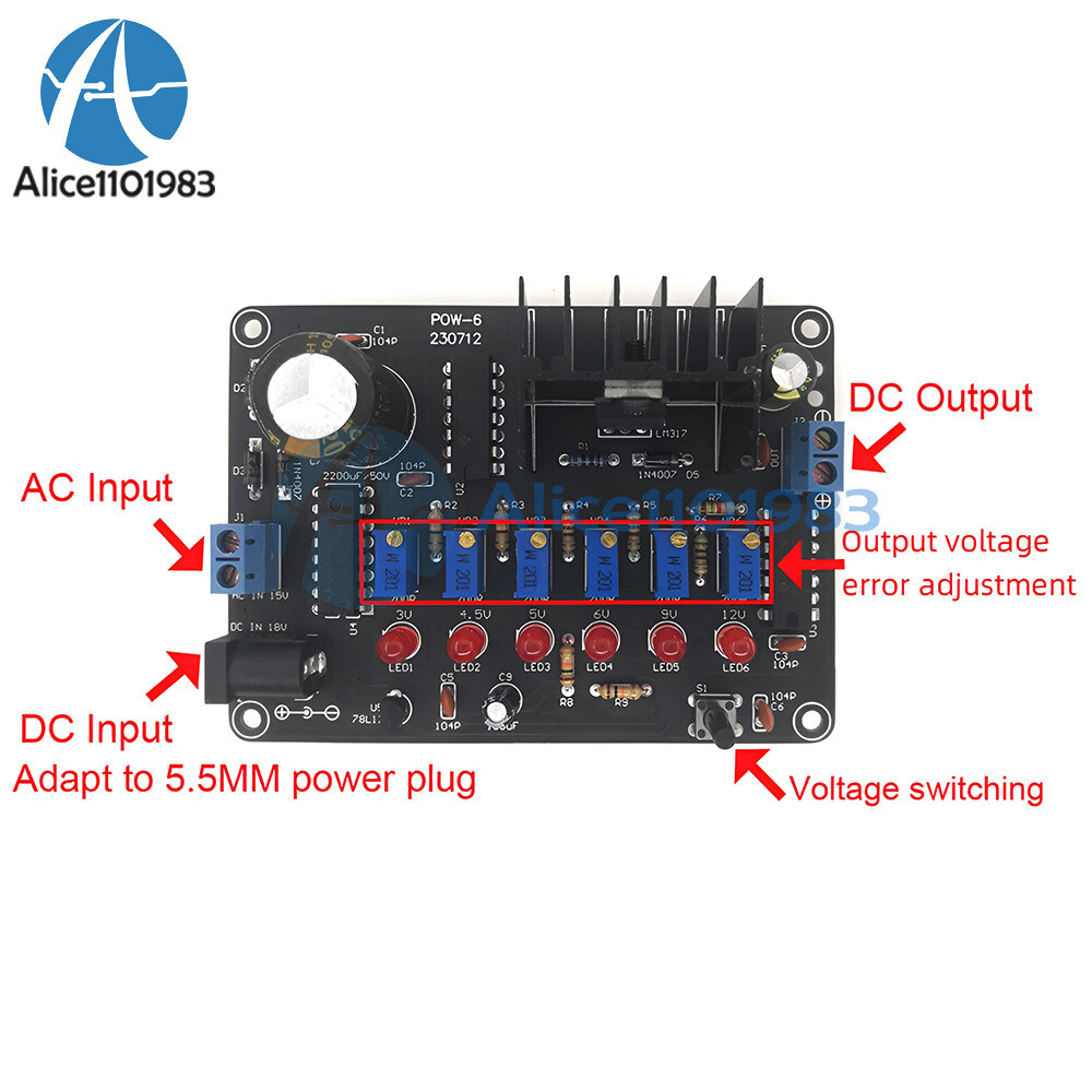 Adjustable CNC Regulated Power Supply DIY Kit for Electronic Soldering Practice