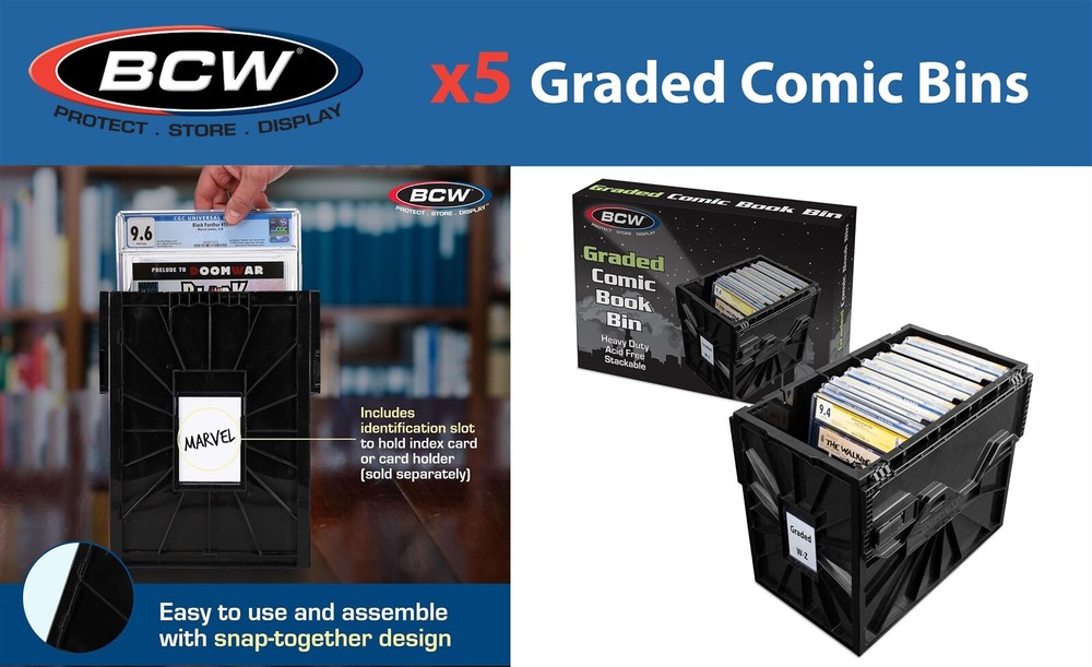 5 BCW Graded Certified Comic Book Box Storage Plastic Bin Stackable Heavy Duty