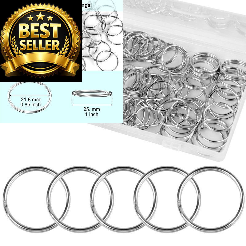 100PCS Split Key Rings Bulk for Keychain and Crafts 1”100Pack, silver