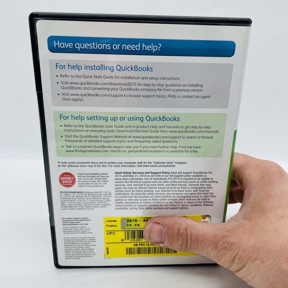 Intuit Quickbooks Desktop Pro 2015 (Windows PC) Genuine OEM w/ License Key Code