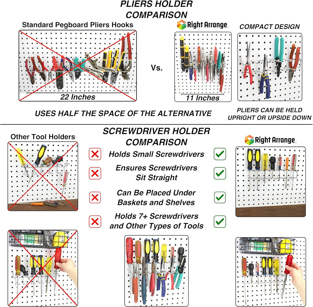 Peg Board Hooks for Hanging Tools Assortment – Tool Organization Accessories Ki
