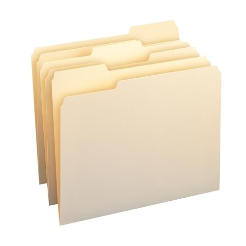 File Folders Letter Sized, 1/3-Cut Tab, Assorted Positions, Manila, 200 Count
