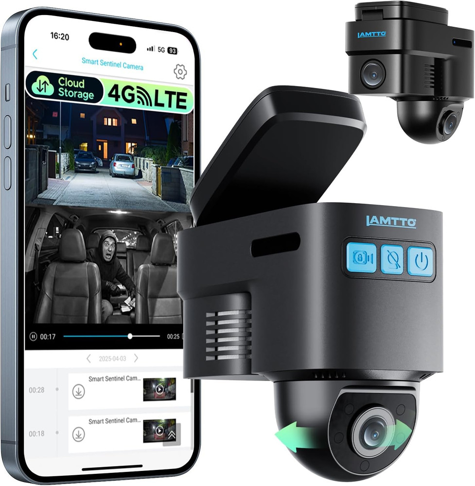LAMTTO 4G LTE Dash Cam Front and Inside, Dual Dash Camera with Remote Live View