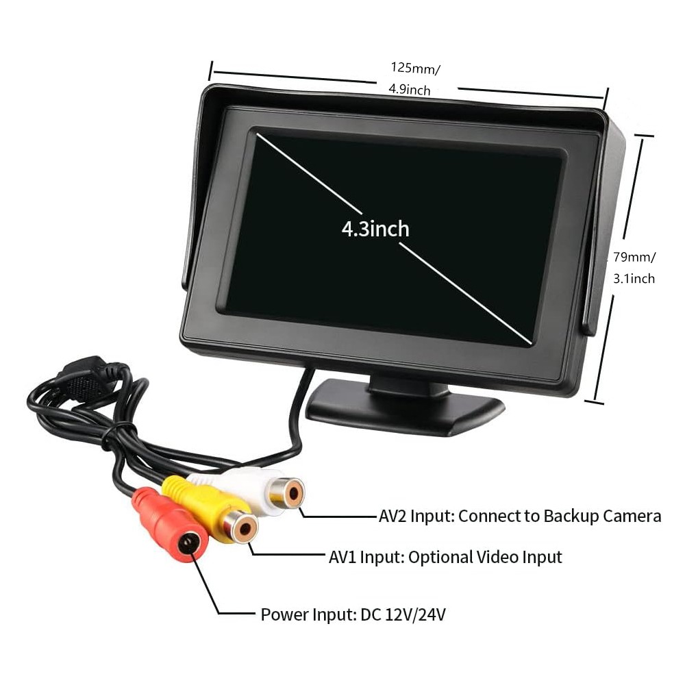 Car Rear View Backup Camera Reverse HD Parking Night Vision and 4.3" Monitor