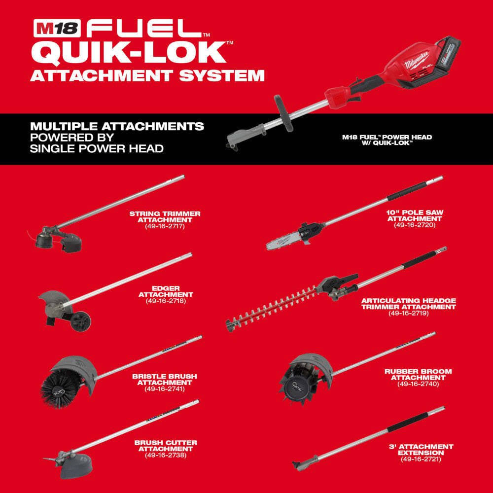 Milwaukee 49-16-2719 M18 FUEL 18V 20-Inch QUIK-LOK Hedge Trimmer Attachment